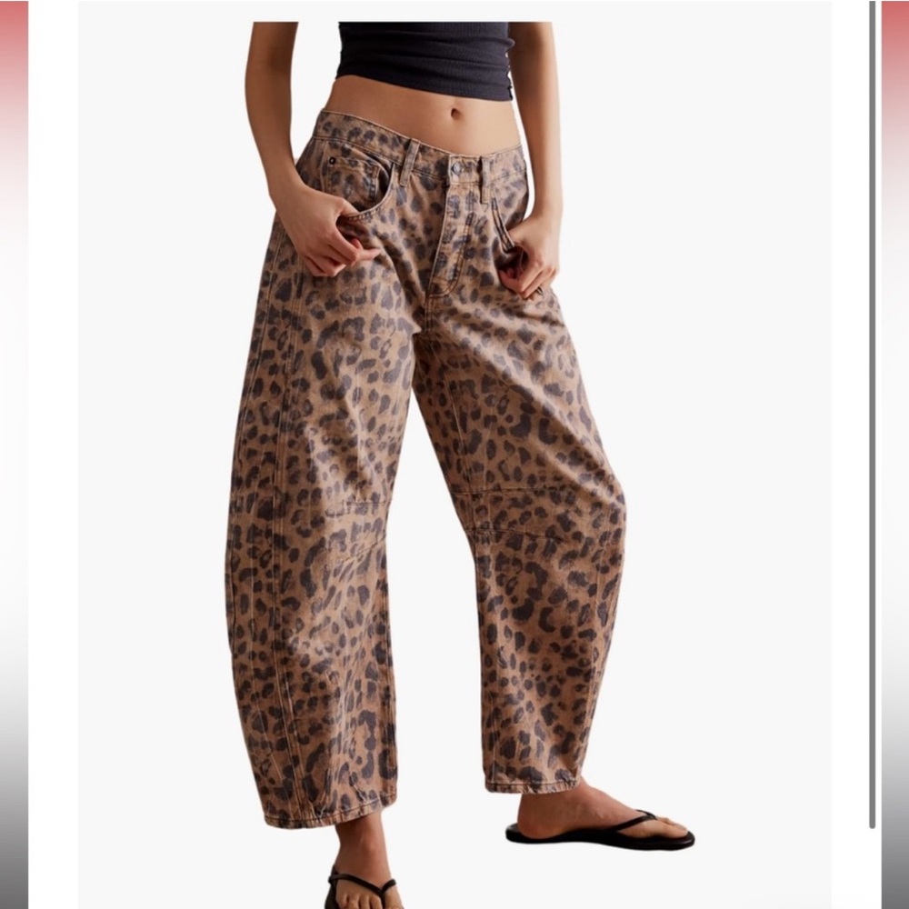 We The Free Good Luck Printed Barrel Jeans